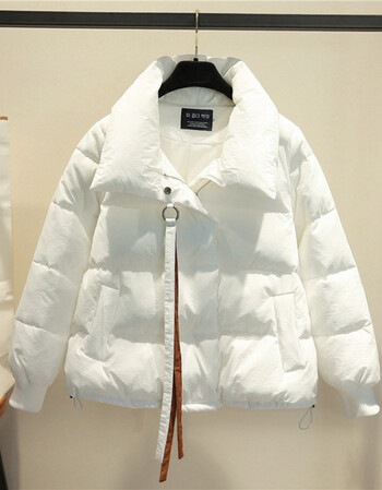 2017冬装新款韩版加厚面包服外套短款女装显瘦小女 白色 l