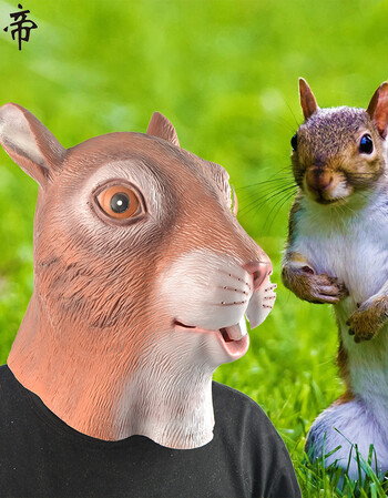 尚秋丹可爱搞笑舞会cosplay松鼠卡通动物款全脸乳胶面具头套
