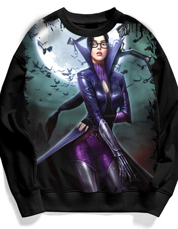 圆领套头 lol衣服 薇恩维恩 vn 学生 黑-薇恩-摩登骇客 s