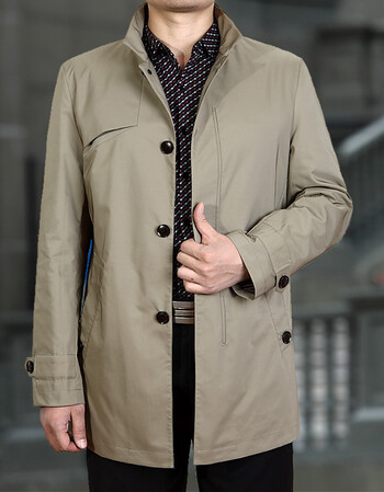 中老年男装中长款立领风衣男士薄款外套男中年爸爸装春季休闲风衣