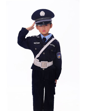 儿童警察服男女童舞台演出服装儿童小交警制服套装夏款短袖服 男春秋
