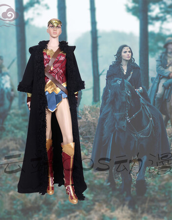 阿坡饵 电影神奇女侠女主角公主戴安娜·普林斯cos服黑色披风斗篷 xl