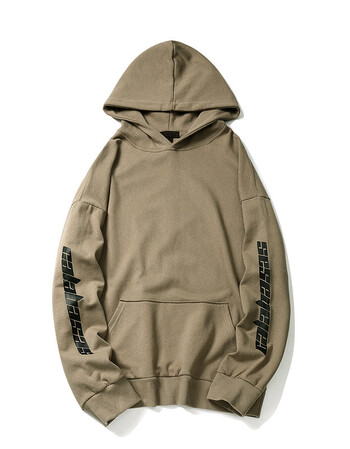 season4袖子印花连帽卫衣yeezy套头帽衫纯棉厚毛圈秋冬外套 灰色 l