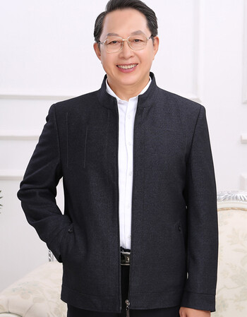 中老年男装外套爸爸装春秋夹克衫老干部领导衣服宽松休闲立领茄克