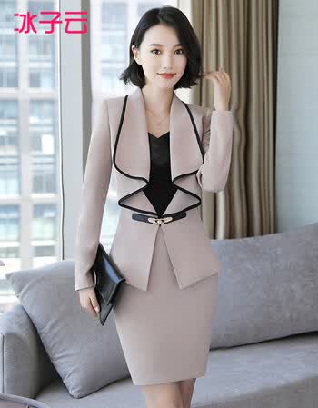 冰子云职业装女装套装秋冬正装韩版修身小西装女气质套裙美容院酒店
