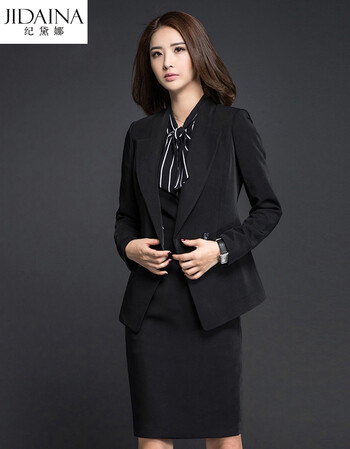 jidaina 职业西装女套装秋冬正装女士ol西服套裤三件套大学生面试工作