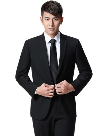 套装两件套修身韩版帅气英伦风商务正装职业西装男休闲冬sn0767 黑色