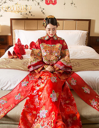 秀禾服新娘礼服嫁衣2017新款龙凤褂中式礼服结婚敬酒服女旗袍 原版 s