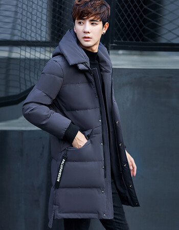 2017新款羽绒服男中长款冬季男士加厚外套韩版学生潮流羽绒衣连帽 深