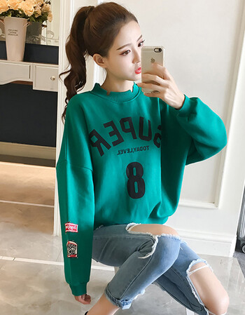 2017少女新款秋冬装初中高中学生宽松蝙蝠衫短款卫衣抓绒加厚外套