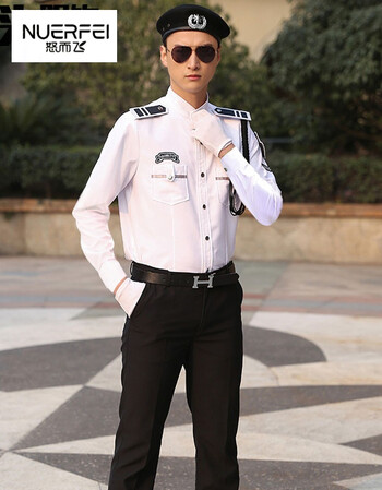 礼宾服制服特勤公安警服协警服门卫站岗执勤服 白色长袖贝雷帽风格