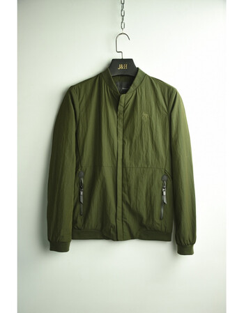 薄款新品夹克男士韩版潮男装休闲修身立领外套青年夹克男 绿色 xxxl