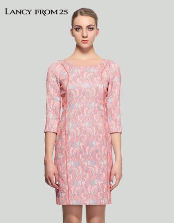 俪雅朗姿女装连衣裙2016新款精致提花修身包臀连衣裙la14104wop432