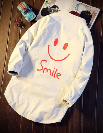 2018春季新款日系港仔男士夹克笑脸外套春装da028x7713a 白色 3xl