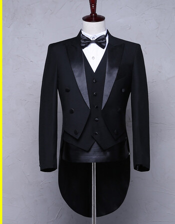 男士燕尾服新郎结婚礼服演出舞台大合唱美声表演主持司仪魔术 黑色五