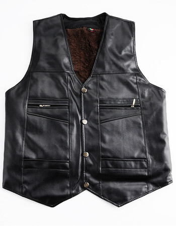 秋冬季中老年男皮马甲加绒加厚保暖皮马褂2017新款皮毛一体皮背心