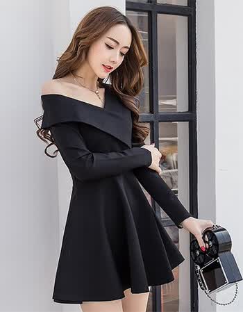 2018甜美气质名媛早春裙子女2018新款韩版女装性感夜店连衣裙 黑色 s