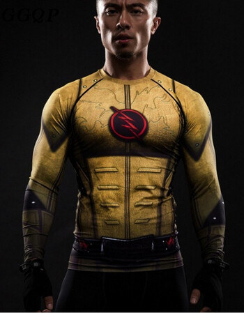 ggqp复仇者联盟高弹力长袖t恤 美国队长黑豹男款运动速干健身衣 3 l