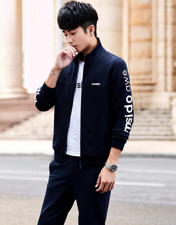 套装女秋情侣套装新款韩版时尚情侣装秋装三件套休闲卫衣7656 男蓝