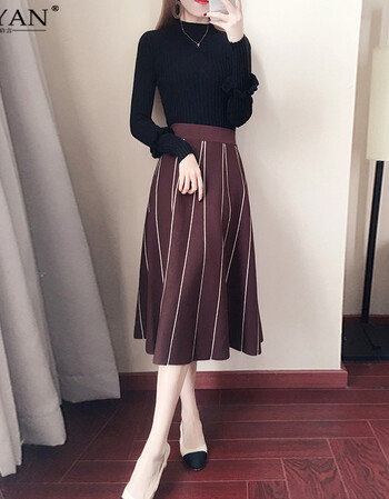 黑色上衣 咖啡色裙子 m