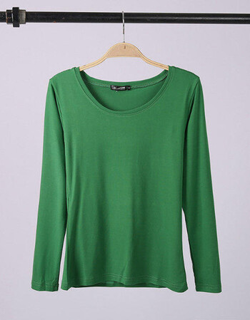 血纯白丅土全白紧身长袖桖春秋上衣服打底衫 纯色圆领绿色(优质版) xl