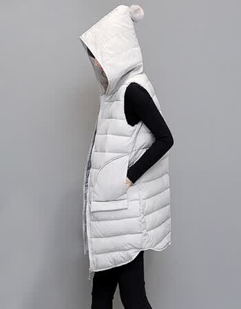羽绒棉马甲女装外套中长款女士修身显瘦马夹 浅灰色 2xl