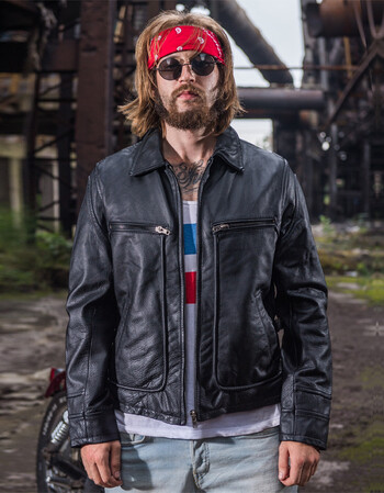 贝克汉姆皮衣男牛皮皮夹克翻领修身真皮皮衣欧美机车皮衣外套 黑色款