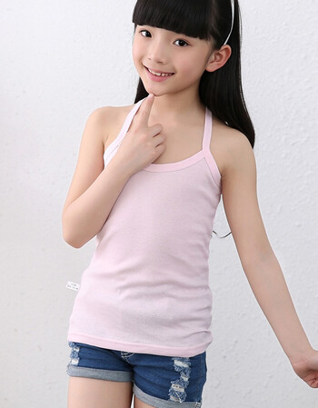 7儿童8女童9吊带小背心打底10夏季11岁中大童3-4-5-6女孩内衣 粉红色