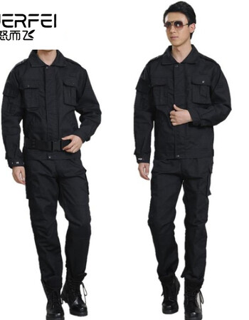 武警户外黑色保安作训服套装男军迷特种兵迷彩军装工作野战服装特警