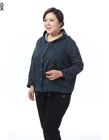超加肥加大码中老年女装花外套宽松老太太奶奶装200斤胖妈妈秋装 图案