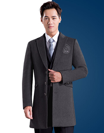 男士毛呢大衣中长款青年修身商务西服羊毛呢外套风衣呢子大衣冬季