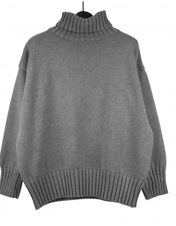 韩版秋冬新款宽松套头高领加厚针织打底衫棉线长袖上衣毛衣女 灰色 m