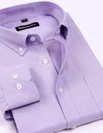 男士商务免烫职业正装长袖衬衫牛津纺莫代尔格子青年衬衣 njf02淡紫色