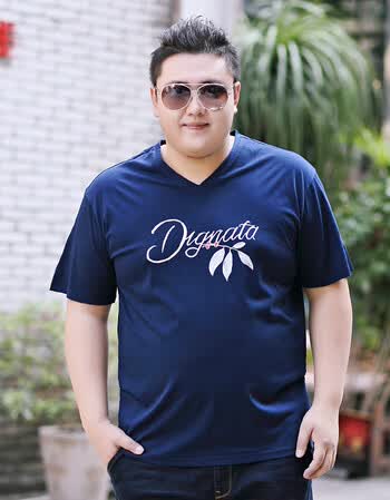 肥佬短袖t恤大码男加肥加大宽松潮胖子男装纯棉薄款男士胖人衣服 bn