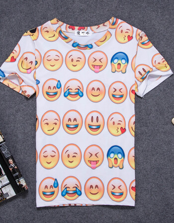 表情包t恤男2017夏季qq表情包上衣服男女情侣装班服短袖emoji笑脸搞笑