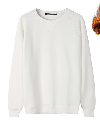 春新品品牌加绒纯色空白卫衣 复古日系卫衣男品质新款 白色 l