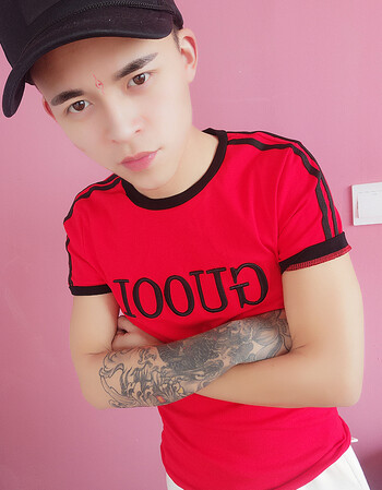 德2018社会小伙短袖精神小伙半袖男网红同款衣服快手红人同款t恤 红色