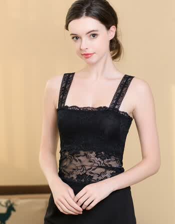 夏尔维纳2018年夏新款真丝吊带抹胸女修身带胸垫桑蚕丝防走光打底内衣