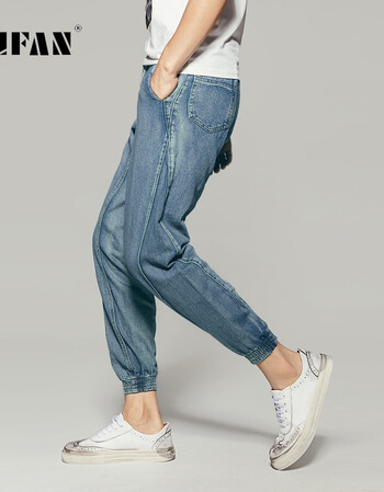 春季束脚牛仔裤男束脚裤潮流收脚宽松收口九分裤小脚男裤子哈伦裤