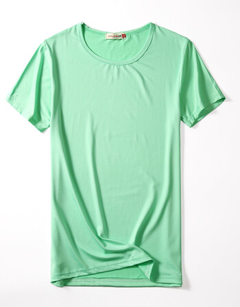 短袖t恤男士修身夏季学生韩版潮流纯色圆领大码运动透气半袖体恤 青色