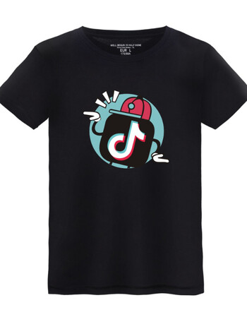 红人四爷 logo 张欣尧同款抖音t恤专业道具抖音衣服符号短袖男女 黑色
