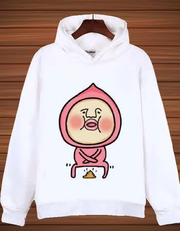 屁桃君卫衣可爱卡通加绒连帽套头宽松男女衣服农场精灵情侣装卫衣 6 s