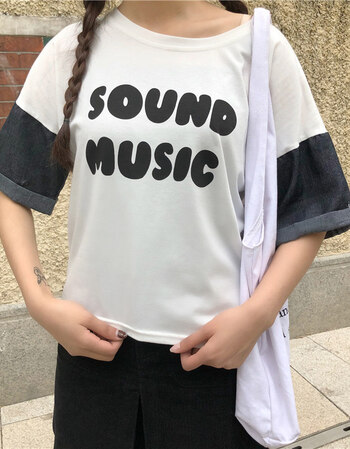 七分中袖t恤女夏季宽松短袖韩版中学生闺蜜五分百搭00后bf上衣服 黑色