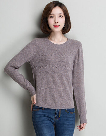 恒源祥套头毛衣女纯羊毛春装百搭女士羊毛衫圆领纯色打底衫针织衫抖音