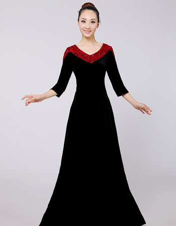 梵藜(fanli)指挥服长裙大合唱演出服装金丝绒长裙主持指挥服装晚礼服