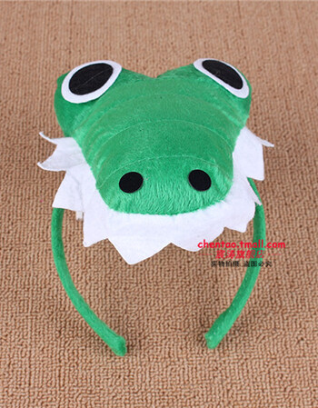 儿童卡通动物头箍毛绒立体cosplay动物头饰卡通发箍装扮 鳄鱼_现价26