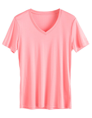 新款70支双丝光棉白色t恤女短袖纯棉修身韩版上衣打底衫 v领黛粉色 s