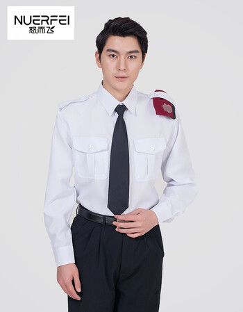 服装春秋装长袖衬衫夏装物业酒店工作服公安警察特勤制服 白色长袖