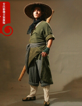同款古装水浒传燕青同款宋明男古装武侠装侠客服功夫演出服男 斗笠