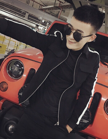 夹克冬季潮男时尚韩版修身社会小伙潮流帅气青年男士加绒加厚外套